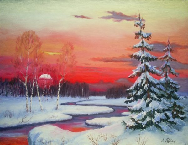 Красивые зимние пейзажи гуашью