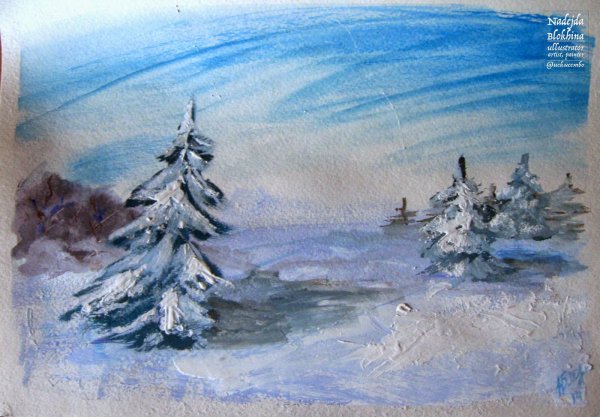 Зима гуашью