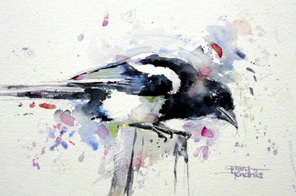 Сорока акварелью