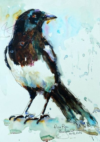 Рисование красками в детском саду птица