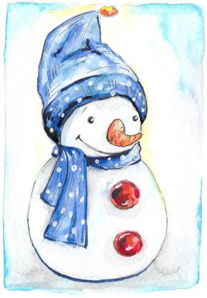 Акварельный Снеговик