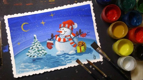 Новогодние рисунки гуашью