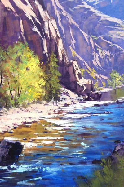 Река рисунок гуашью