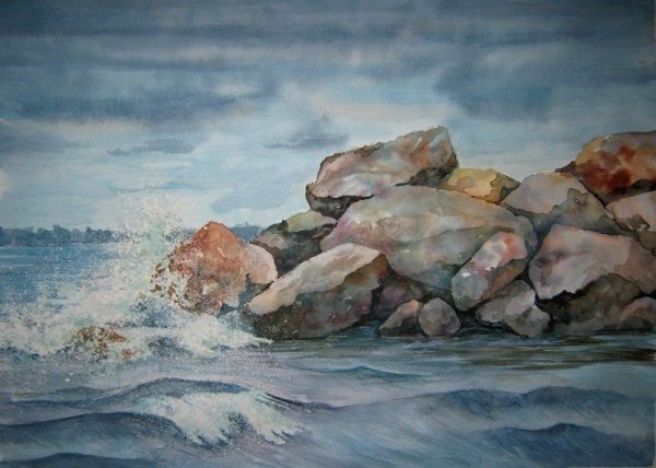 Скалы камни живопись