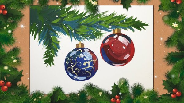 Елка игрушки новый год красками