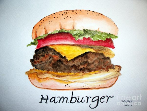Рисуем гамбургер гуашью