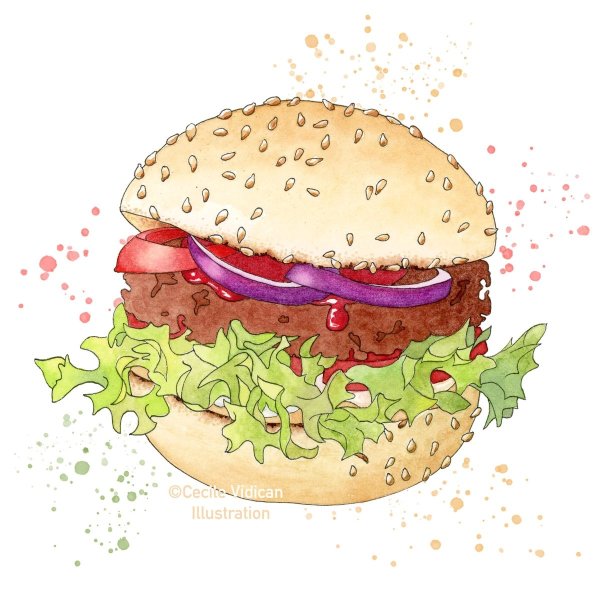 Гамбургер акварелью