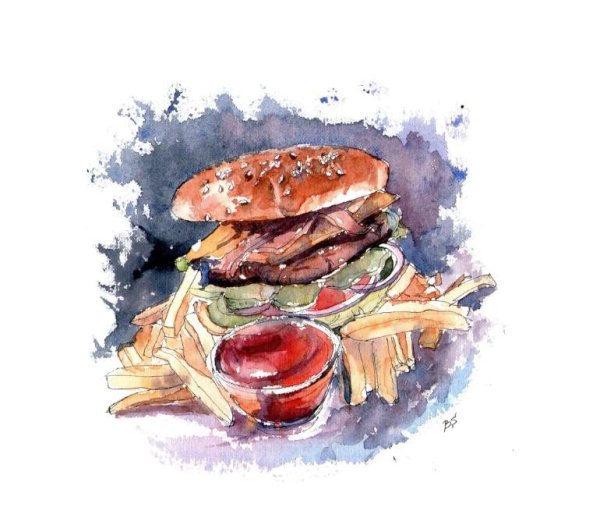 Бургер акварелью