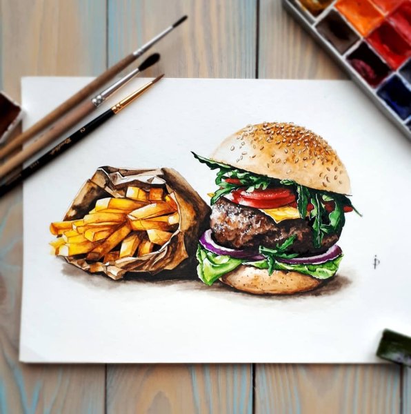 Бургер акварелью