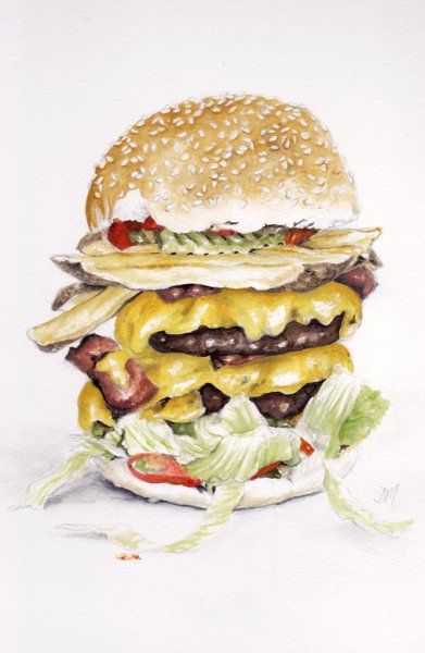 Скетчи Акварельные гамбургер