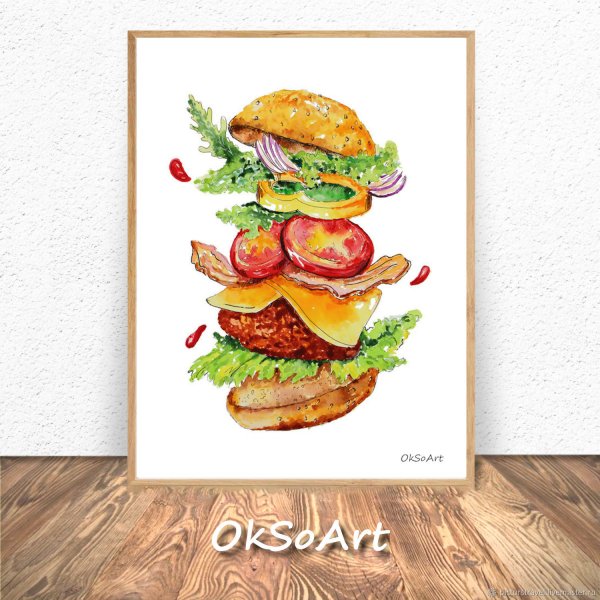 Гамбургер акварелью