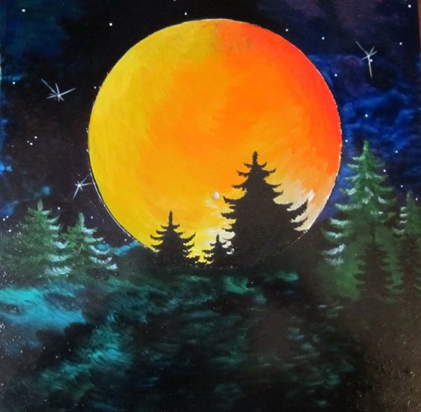 Звездное небо акварель