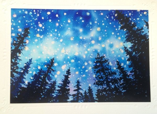 Ночной пейзаж гуашью