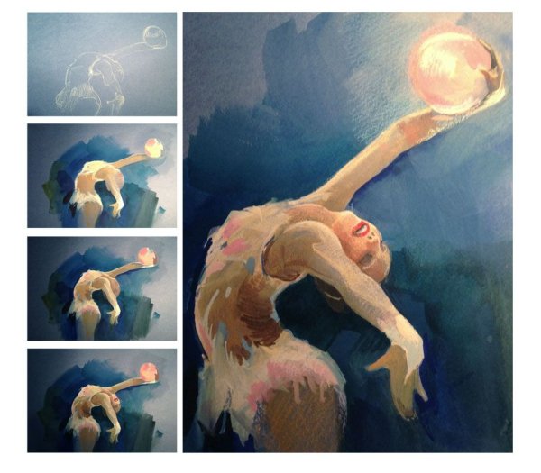 Скетч акварелью гимнастка