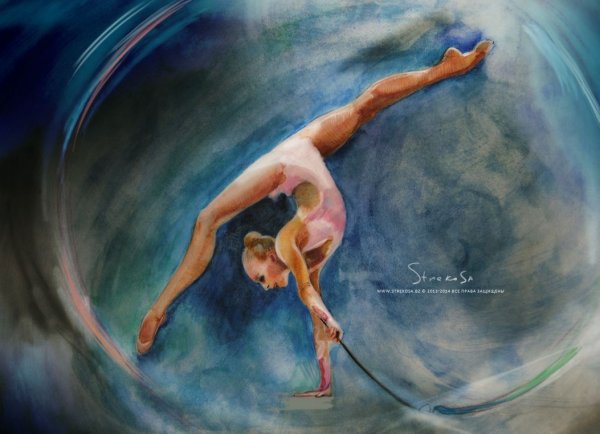 Гимнастка акварель