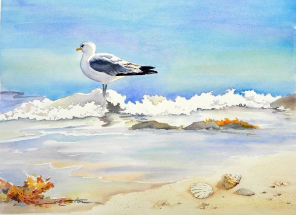 Чайка гуашью