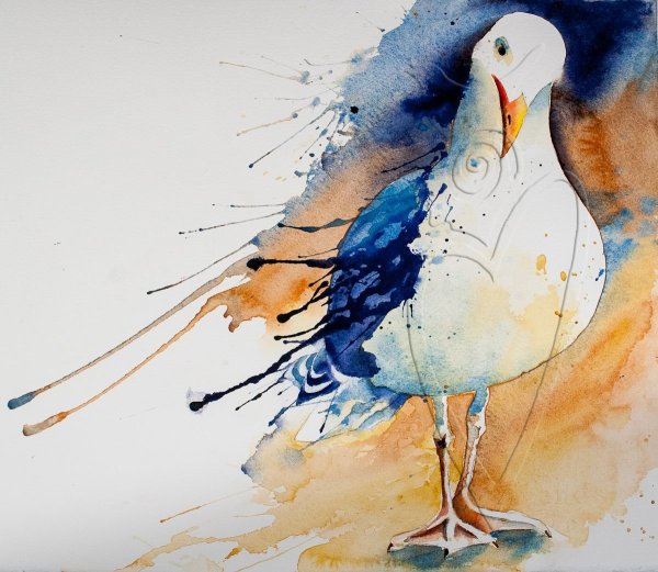 Птицы акварелью