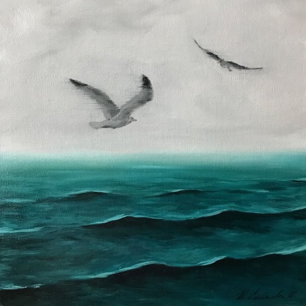 Чайки живопись