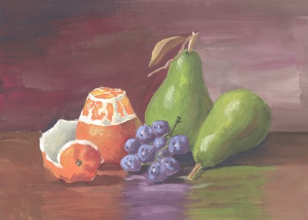Фруктовый натюрморт гуашью