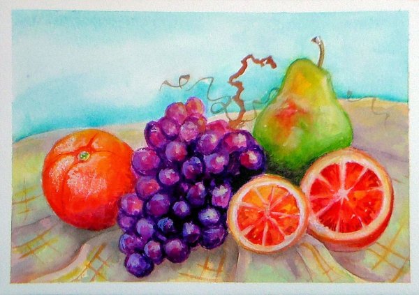 Фрукты акварелью для начинающих