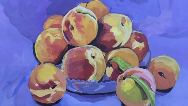 Натюрморт с фруктами гуашью для начинающих