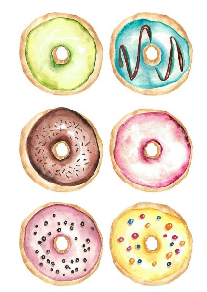 Пончики цветными карандашами