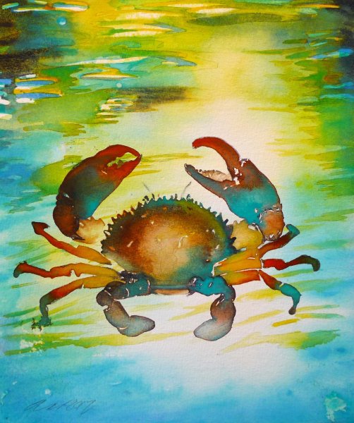 Краб гуашью