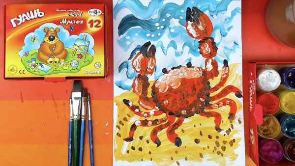 Рисование краб с детьми