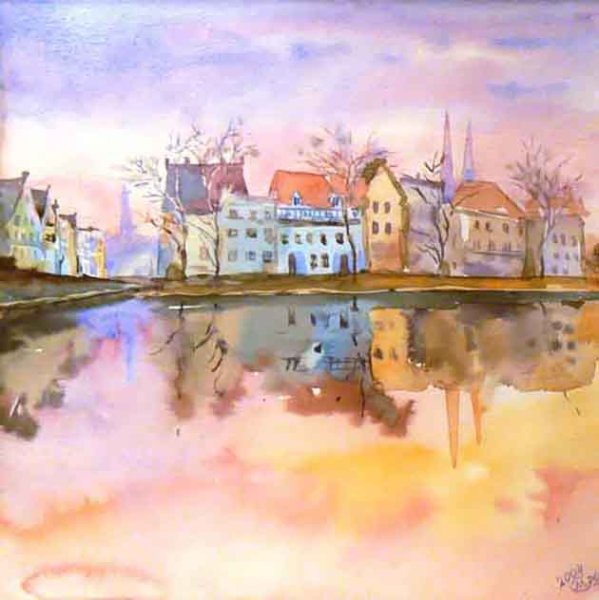 Акварельный городской пейзаж