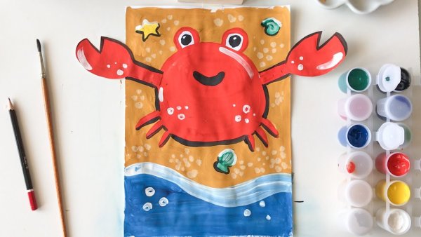 Рисование краб с детьми