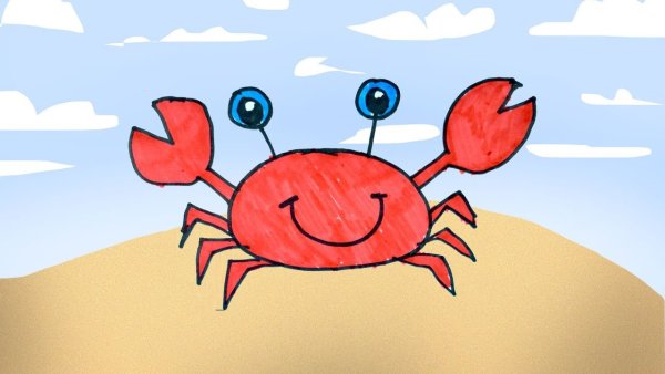 Поэтапное рисование краба