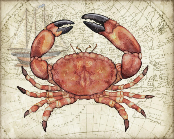 Рисование краба ладошками