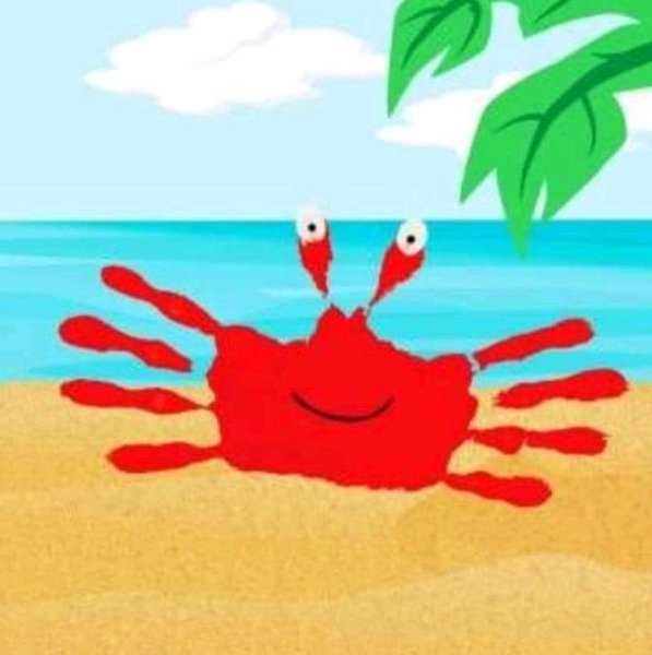 Краб цветными карандашами