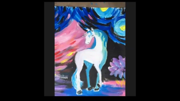 Единорог гуашью для детей