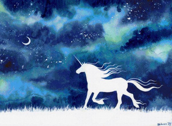 Единорог гуашью