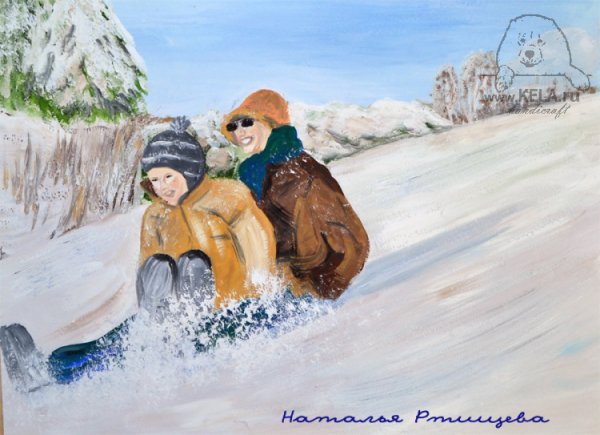 Зимние забавы гуашью