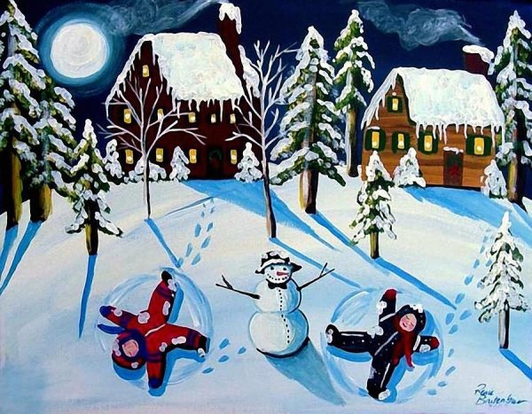 Композиция зимние забавы гуашью