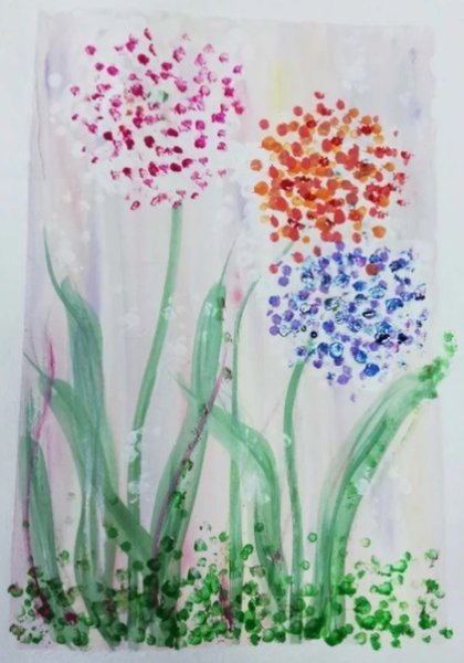 Цветочная Поляна рисование ватными палочками