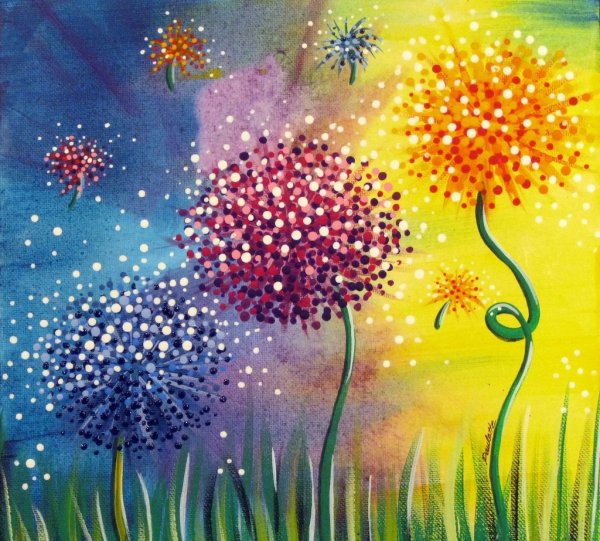 Правополушарное рисование гуашью одуванчики