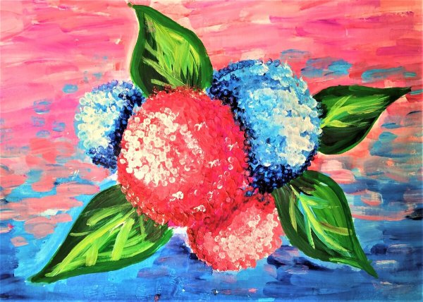 Рисование гуашью и ватными палочками