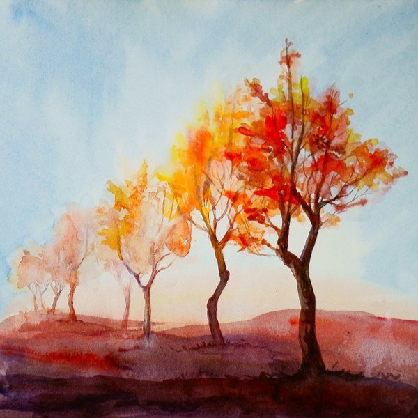 Рисунок гуашью осень