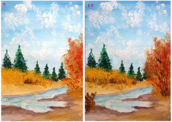 Рисунок гуашью осень