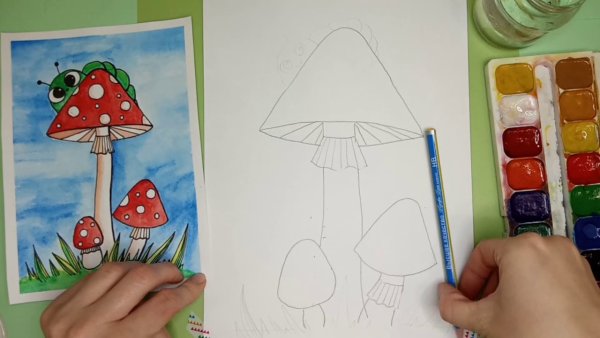 Рисунок мухомора на шопер