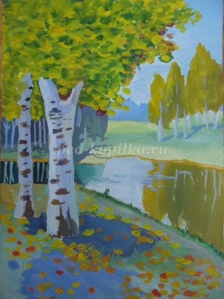 Рисунок гуашью осень