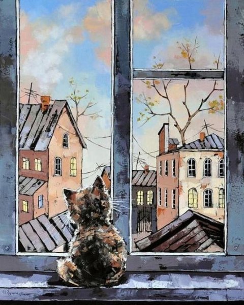 Рисование зимы с котиками