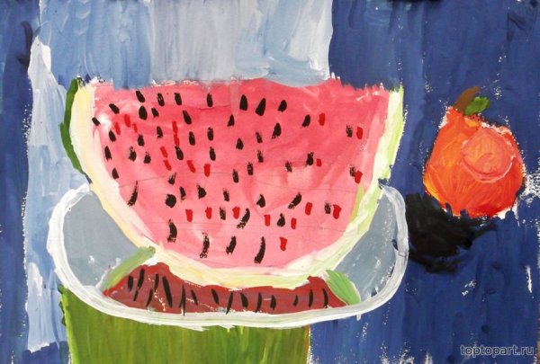 Арбуз гуашью