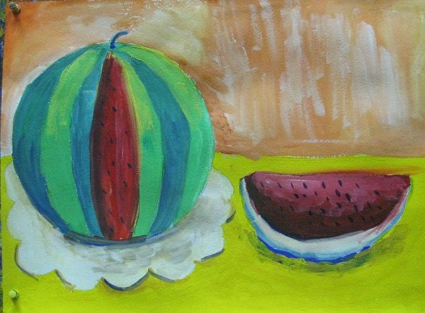 Арбуз рисование с детьми