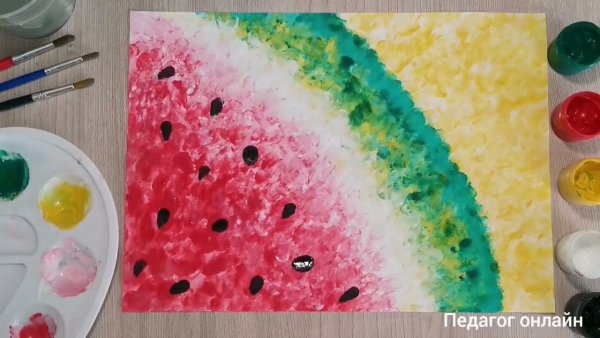 Арбуз нетрадиционная техника рисования