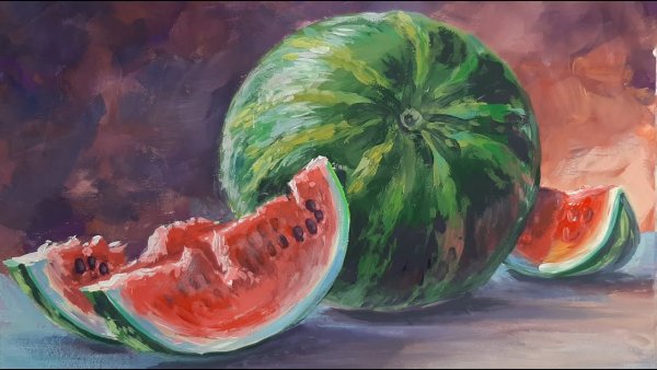 Арбуз гуашью