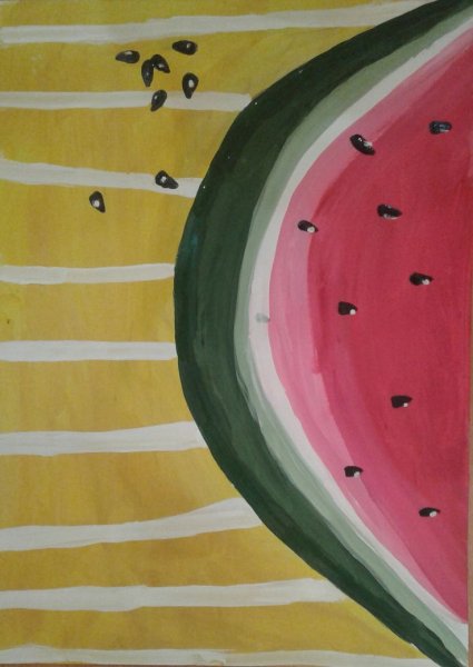 Арбуз гуашью